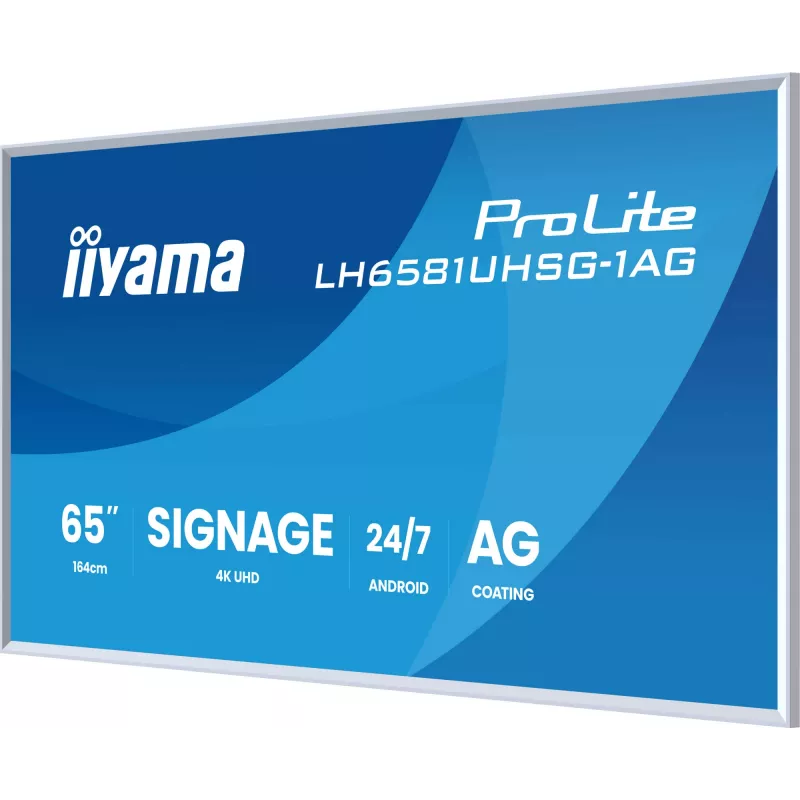 iiyama LH6581UHSG-1AG Signage Display Digital signage flat panel 163.8 cm (64.5 inch) Wi-Fi 500 cd/m² 4K Ultra HD White Built-in processor Android 24/7