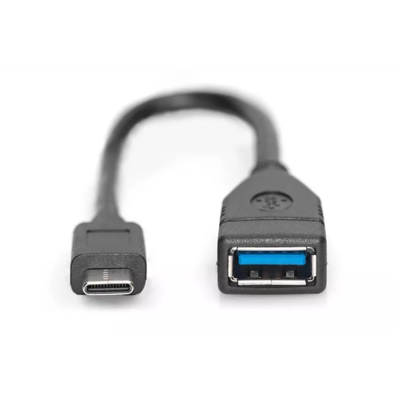 DIGITUS USB Type-C adapter cable, OTG, type C - A M/F, 15cm Super Speed Black