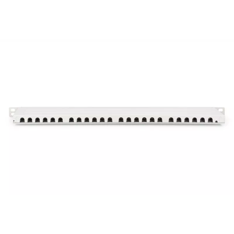 DIGITUS Patch panel CAT6A EA shielded, 24-port RJ45 dust cover, 8P8C, 0.5U, grey RAL 7035