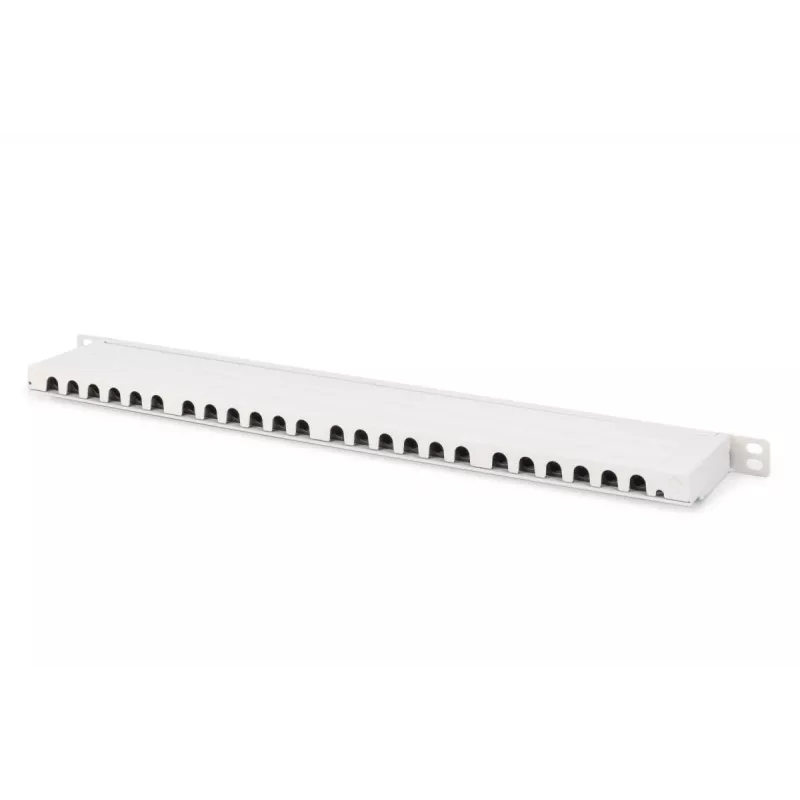 DIGITUS Patch panel CAT6A EA shielded, 24-port RJ45 dust cover, 8P8C, 0.5U, grey RAL 7035