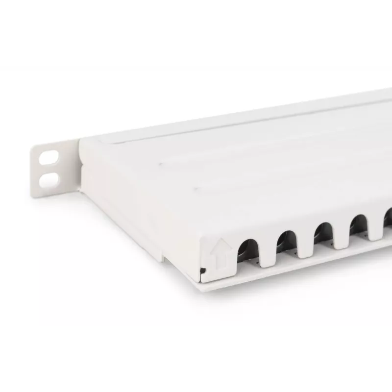 DIGITUS Patch panel CAT6A EA shielded, 24-port RJ45 dust cover, 8P8C, 0.5U, grey RAL 7035