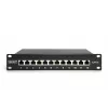 DIGITUS CAT6A Patch Panel, shielded,12-Port label field, 1U, 10in rack mount, black RAL 9005