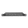 DIGITUS CAT6A Patch Panel, shielded,12-Port 1/2U, 10in rack mount, black RAL 9005