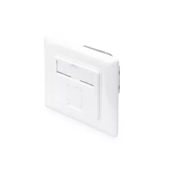 DIGITUS CAT6A Class EA network outlet, shielded 1x RJ45, LSA, pure white, flush mount, 8 direction