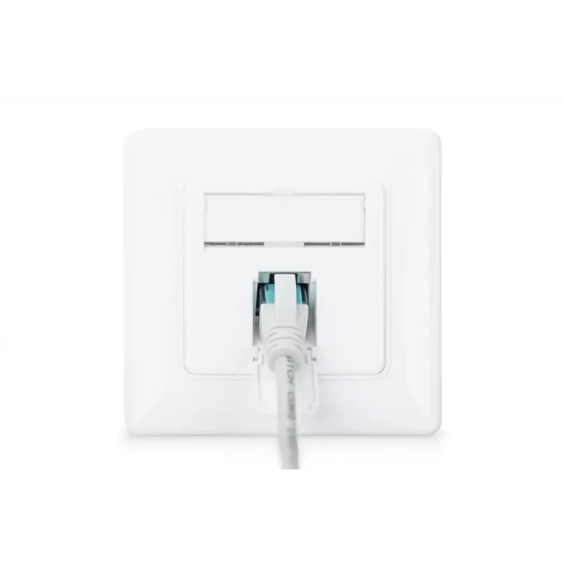 DIGITUS CAT6A Class EA network outlet, shielded 1x RJ45, LSA, pure white, flush mount, 8 direction