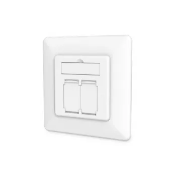DIGITUS CAT6A Class EA network outlet, shielded 2x RJ45, LSA, pure white, flush mount, 8 direction