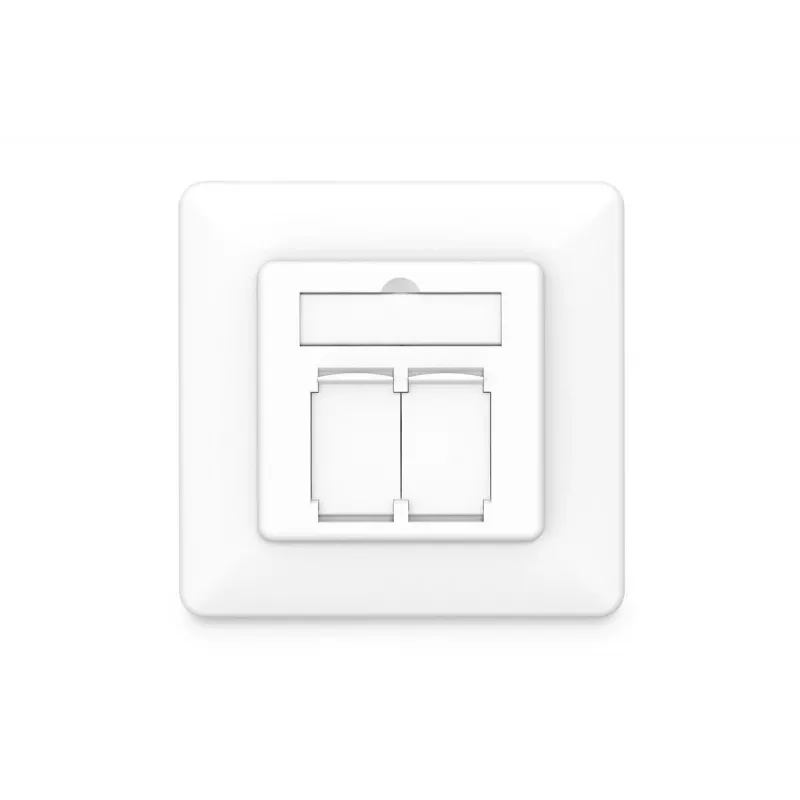DIGITUS CAT6A Class EA network outlet, shielded 2x RJ45, LSA, pure white, flush mount, 8 direction