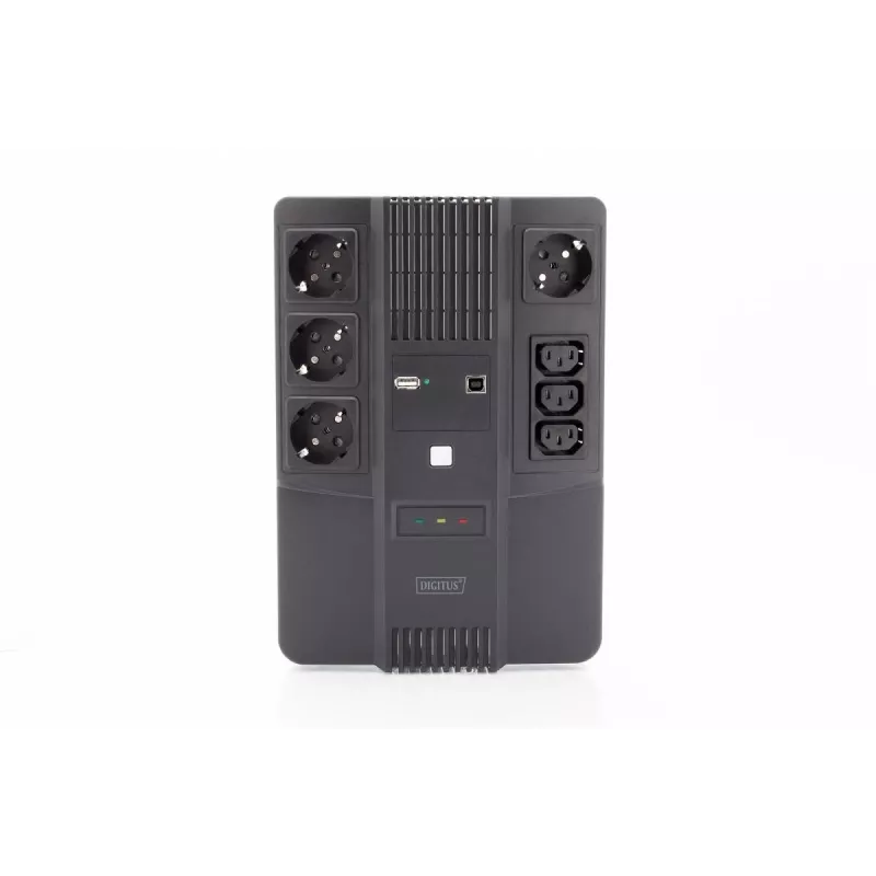 DIGITUS ALLINONE UPS 800VA/480W LED 12V 9AH 4XCEE 7/7 3XIEC C13 USB RJ45