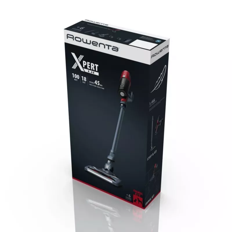 Rowenta RH6878 2-in-1 stick vacuum Battery Dry Cyclonic Bagless 0.55 L 100 W Red, Grey