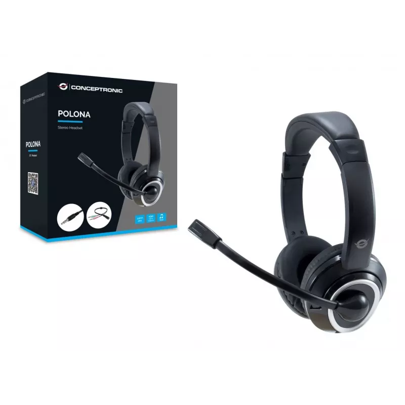 Conceptronic POLONA02BA headphones/headset Wired Head-band Gaming Black