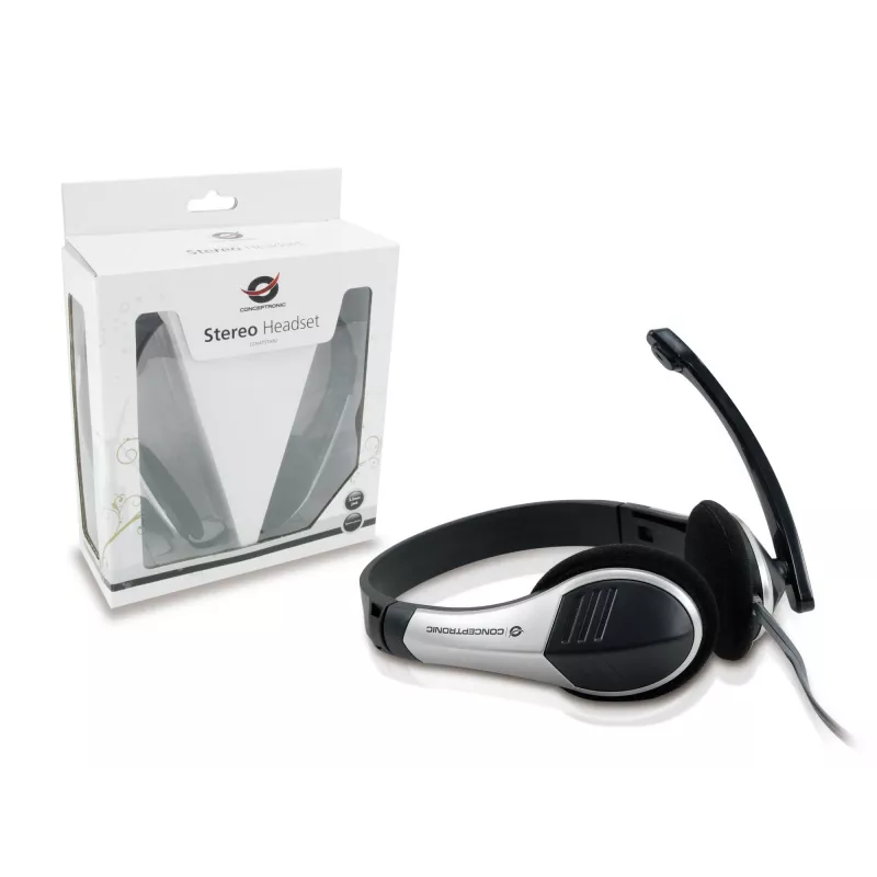 Conceptronic Allround Stereo Headset, Wired, 20 - 22000 Hz, Office/Call center, 111 g, Headset, Black, Silver