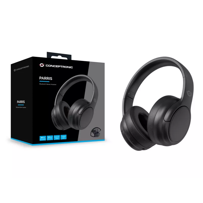 Conceptronic Bluetooth Stereo Headset, Wired & Wireless, 20 - 20000 Hz, Calls/Music, 198.5 g, Headset, Black