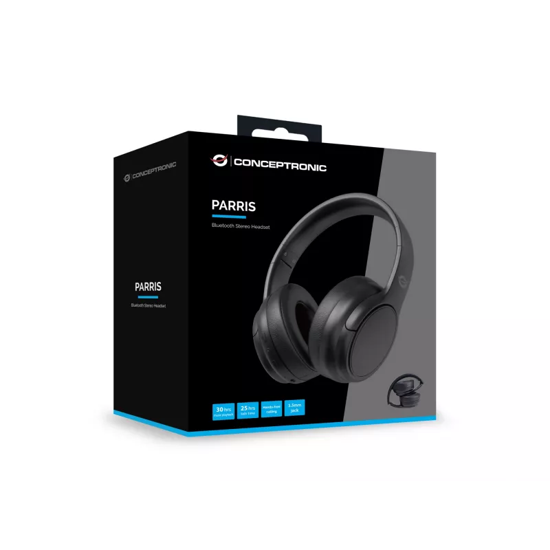 Conceptronic Bluetooth Stereo Headset, Wired & Wireless, 20 - 20000 Hz, Calls/Music, 198.5 g, Headset, Black