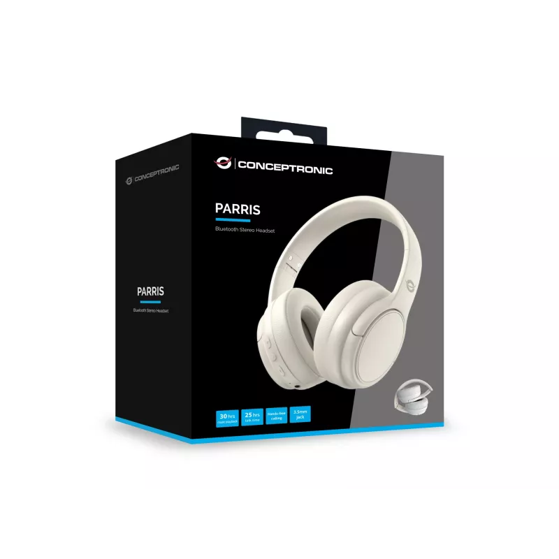 Conceptronic PARRIS03C Bluetooth Stereo Headset, Wired & Wireless, Music, 20 - 20000 Hz, 198.5 g, Headset, Cream