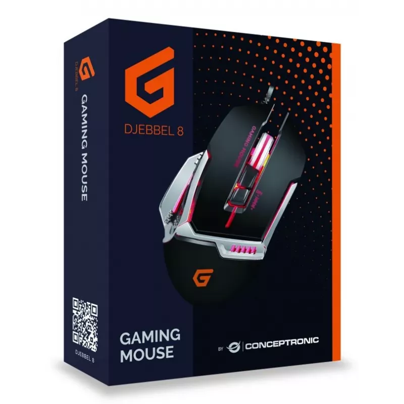 Conceptronic DJEBBEL 8, Gaming USB Mouse, 8 Programmable Buttons, 4000 DPI