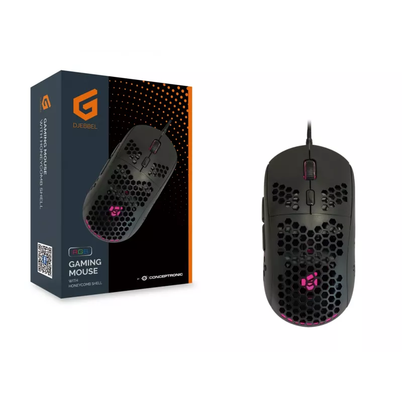 Conceptronic DJEBBEL 6D Gaming Mouse with Honeycomb Shell, 6400 DPI