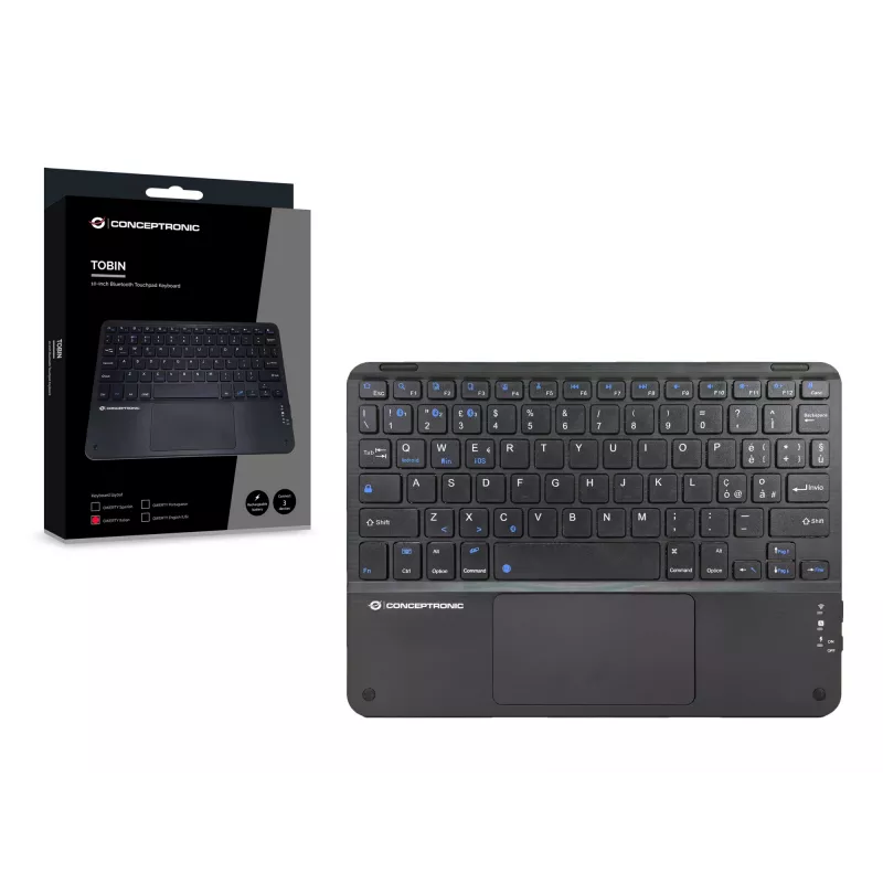 Conceptronic TOBIN01BIT 10-inch Bluetooth Touchpad Keyboard, QWERTY Italian