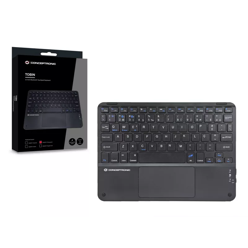 Conceptronic TOBIN01BPT 10-inch Bluetooth Touchpad Keyboard, QWERTY Portuguese