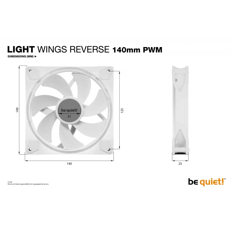 be quiet Light Wings 140 mm PWM Reverse White Computer case Fan 14 cm 1 pc(s)