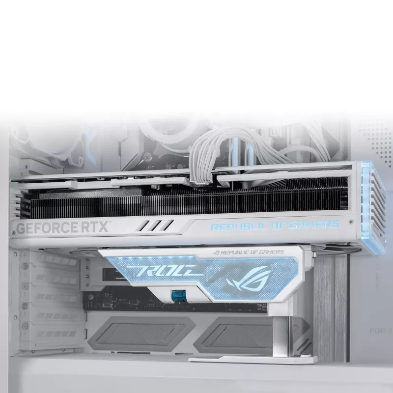 Graphic card holder ASUS ROG Herculx Universal White — 0.5 m length, supports 1 GPU, multicolour lighting