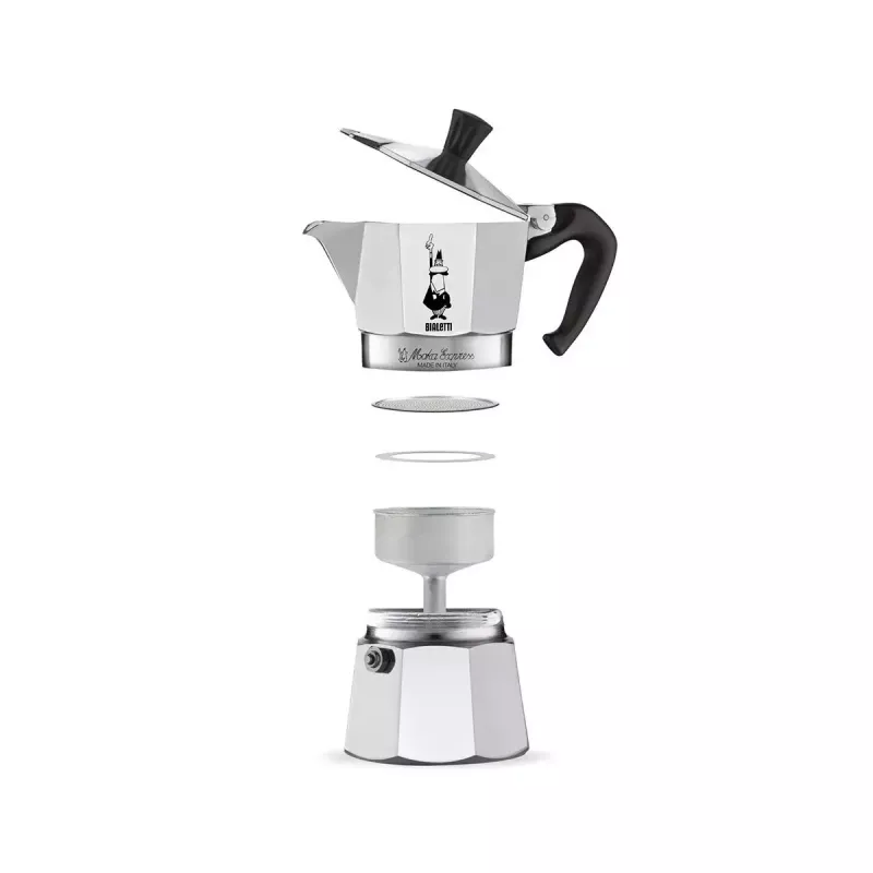 Moka pot BIALETTI Moka Express 0.2 L aluminium black — 3 cups (200 ml), not for induction