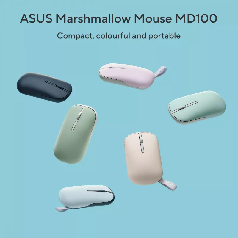 ASUS Marshmallow MD100 mouse Office Ambidextrous RF Wireless + Bluetooth Optical 1600 DPI
