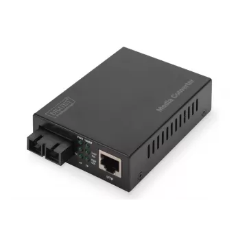 DIGITUS Media Converter, Multimode 10/100/1000Base-T to 1000Base-SX, Incl. PSU SC connector, Up to 0.5km