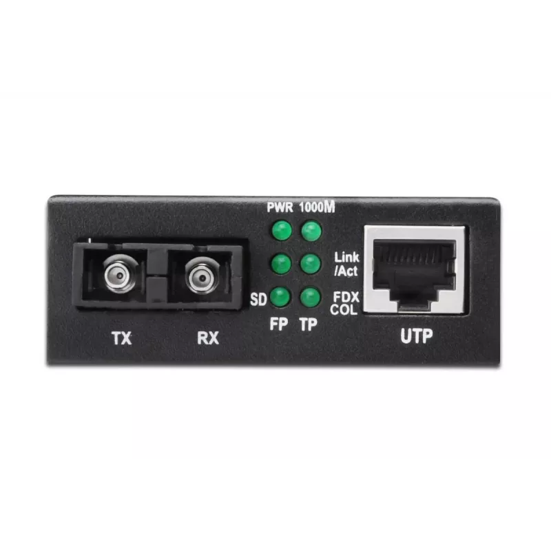 DIGITUS Media Converter, Multimode 10/100/1000Base-T to 1000Base-SX, Incl. PSU SC connector, Up to 0.5km