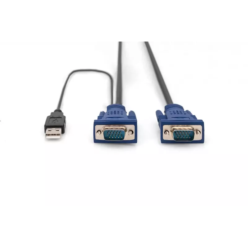 DIGITUS KVM Cable-Set,VGA,PS/2-Mouse,PS/2-Keyboard, USB HD DB15/M,2xMiniDIN6/M, USB typeA/M - HD DB15/M black, 1.8 m
