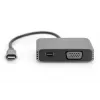 DIGITUS USB-C - mini DP + VGA Adapter, 20 cm 4K/30Hz, silver, aluminum housing