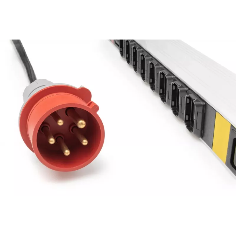 DIGITUS IT BASIC PDU. 3PH. 16A. 24 x C13. 3 x C19 Vertical. 3m cable. IEC309 3Ph-16A plug
