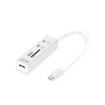 DIGITUS USB 2.0 Type C HUB with Cardreader 3x USB 2.0. 1x SD, 1x MicroSD Port Aluminium housing