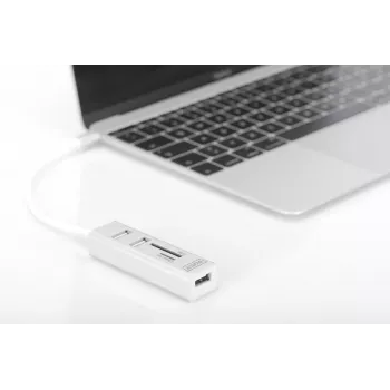 DIGITUS USB 2.0 Type C HUB with Cardreader 3x USB 2.0. 1x SD, 1x MicroSD Port Aluminium housing