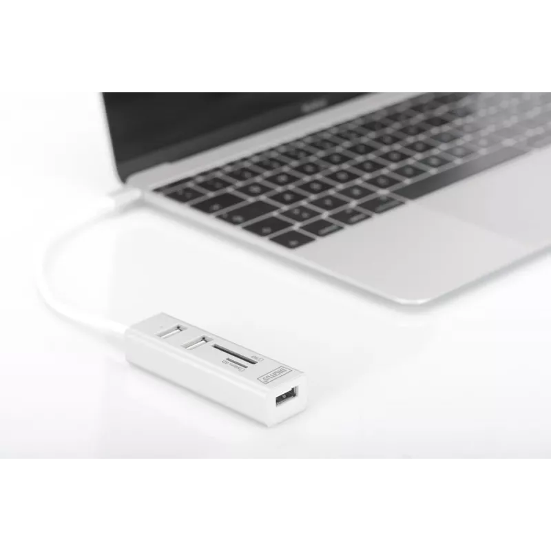 DIGITUS USB 2.0 Type C HUB with Cardreader 3x USB 2.0. 1x SD, 1x MicroSD Port Aluminium housing