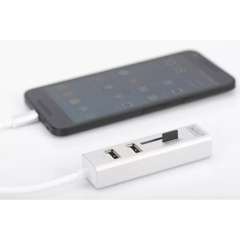 DIGITUS USB 2.0 Type C HUB with Cardreader 3x USB 2.0. 1x SD, 1x MicroSD Port Aluminium housing