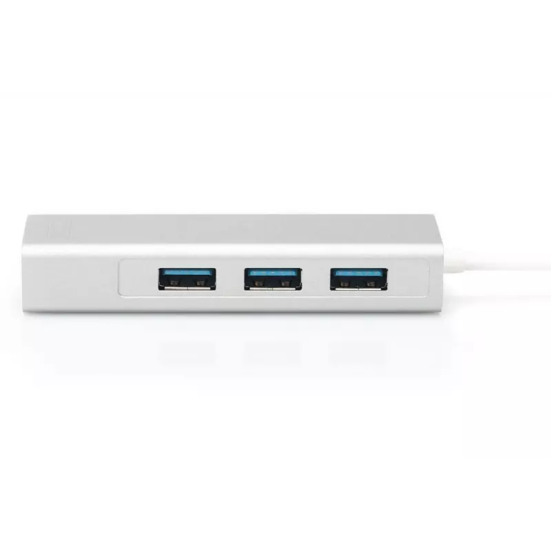 DIGITUS 3 Port USB 3.0 Type C Hub with Gigabit Ethernet 3x USB A/F,1xUSB C/M,1x RJ45 LAN