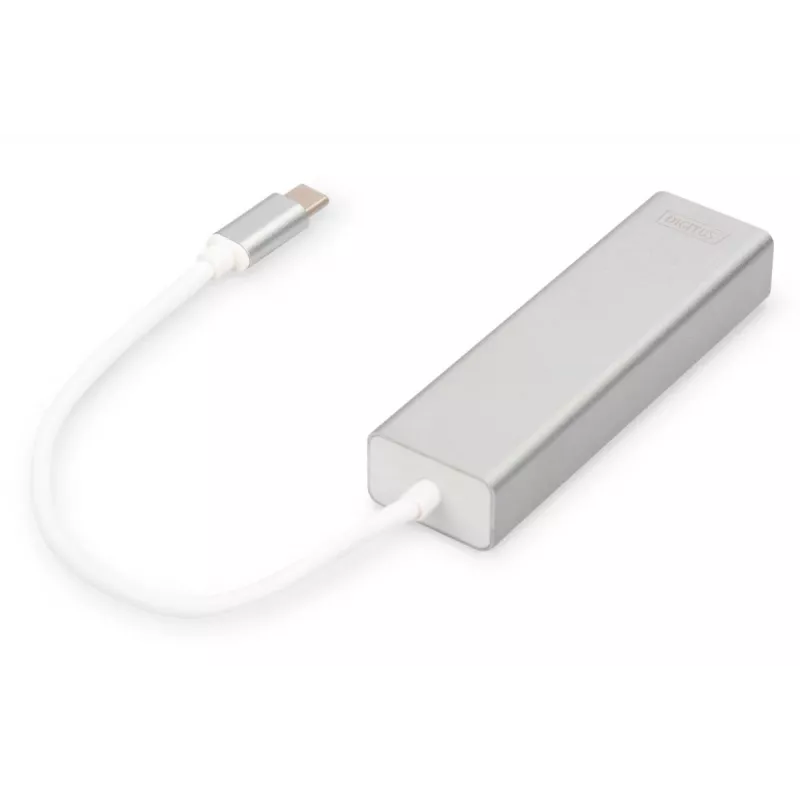DIGITUS 3 Port USB 3.0 Type C Hub with Gigabit Ethernet 3x USB A/F,1xUSB C/M,1x RJ45 LAN