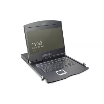 DIGITUS Modularized 48.3cm (19in) TFT console with 1 port KVM, RAL 9005 black - Qwertzu German