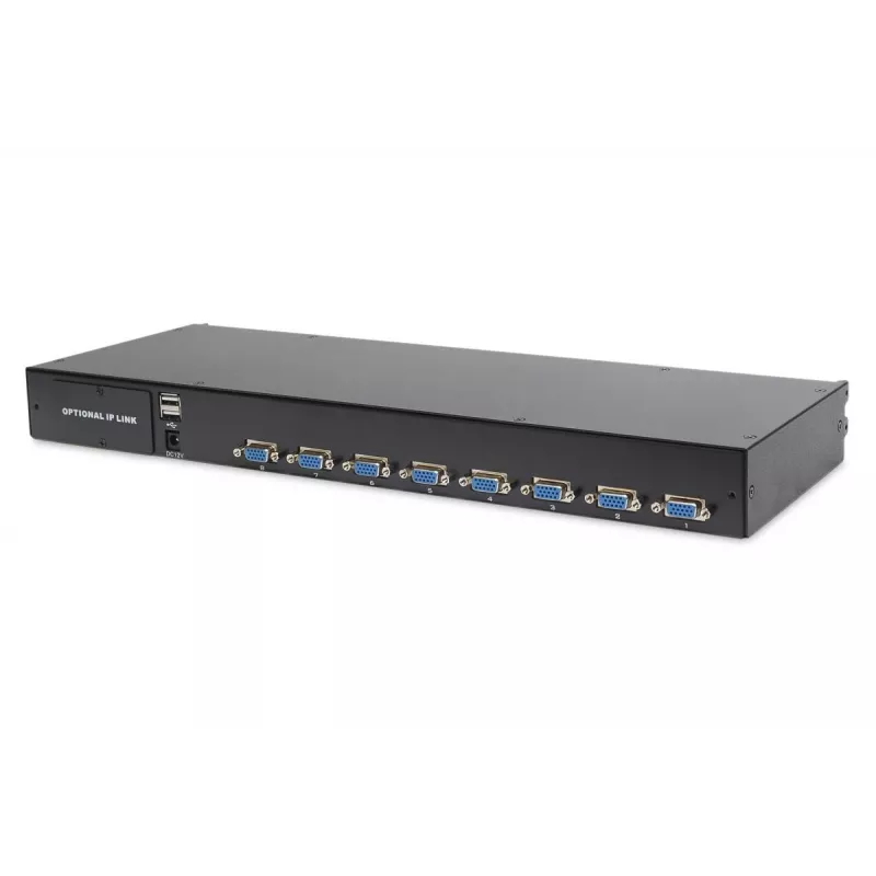 DIGITUS Modularized 43 2cm (17in) TFT console with 8 port KVM RAL 9005 black - Qwertzu German