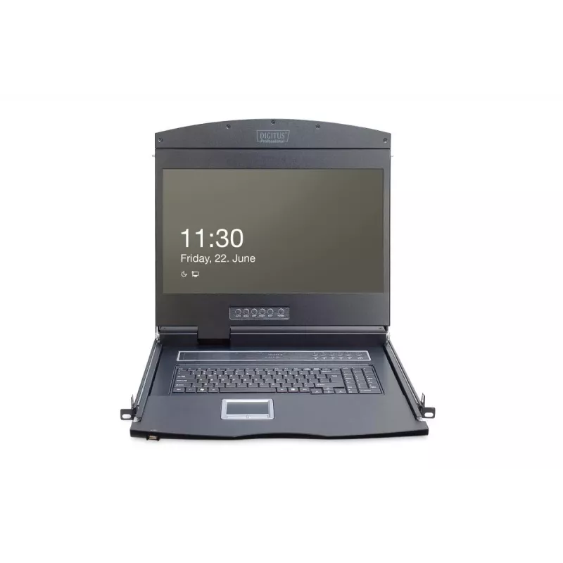 DIGITUS Modularized 48.3cm (19in) TFT console with 8 port KVM, RAL 9005 black - Qwertzu German