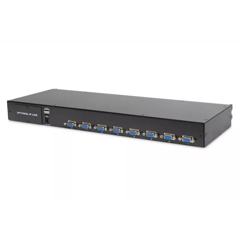DIGITUS Modularized 48.3cm (19in) TFT console with 8 port KVM, RAL 9005 black - Qwertzu German