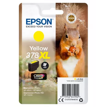 Epson Squirrel Singlepack Yellow 378XL Claria Photo HD Ink, High (XL) Yield, Yellow, Pigment-based ink, 9.3 ml, 1 pc(s), 830 pages
