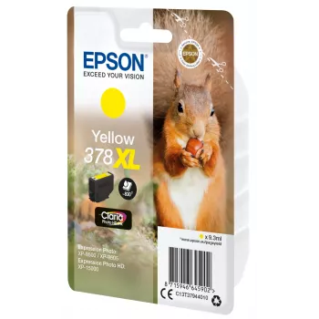 Epson Squirrel Singlepack Yellow 378XL Claria Photo HD Ink, High (XL) Yield, Yellow, Pigment-based ink, 9.3 ml, 1 pc(s), 830 pages