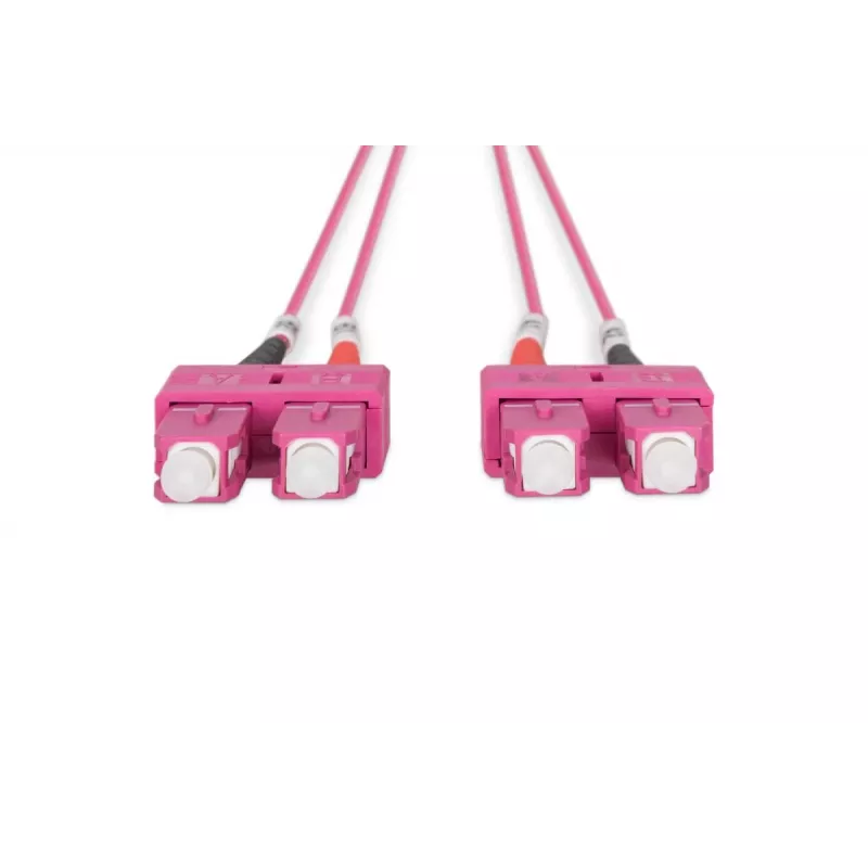 DIGITUS Fiber Optic Patch Cord, SC to SC Multimode OM4 - 50/125 µ, Duplex, color RAL4003 Length 1m