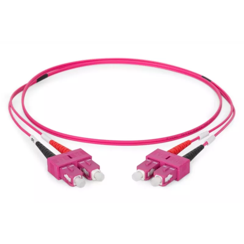 DIGITUS Fiber Optic Patch Cord, SC to SC Multimode OM4 - 50/125 µ, Duplex, color RAL4003 Length 1m