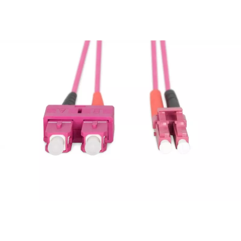 DIGITUS Fiber Optic Patch Cord, LC to SC Multimode OM4 - 50/125 µ, Duplex, color RAL4003 Length 1m