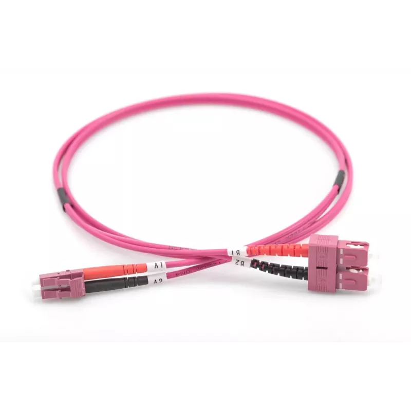 DIGITUS Fiber Optic Patch Cord, LC to SC Multimode OM4 - 50/125 µ, Duplex, color RAL4003, Length 2m