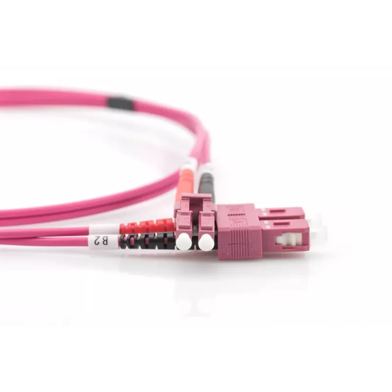 DIGITUS Fiber Optic Patch Cord, LC to SC Multimode OM4 - 50/125 µ, Duplex, color RAL4003, Length 2m