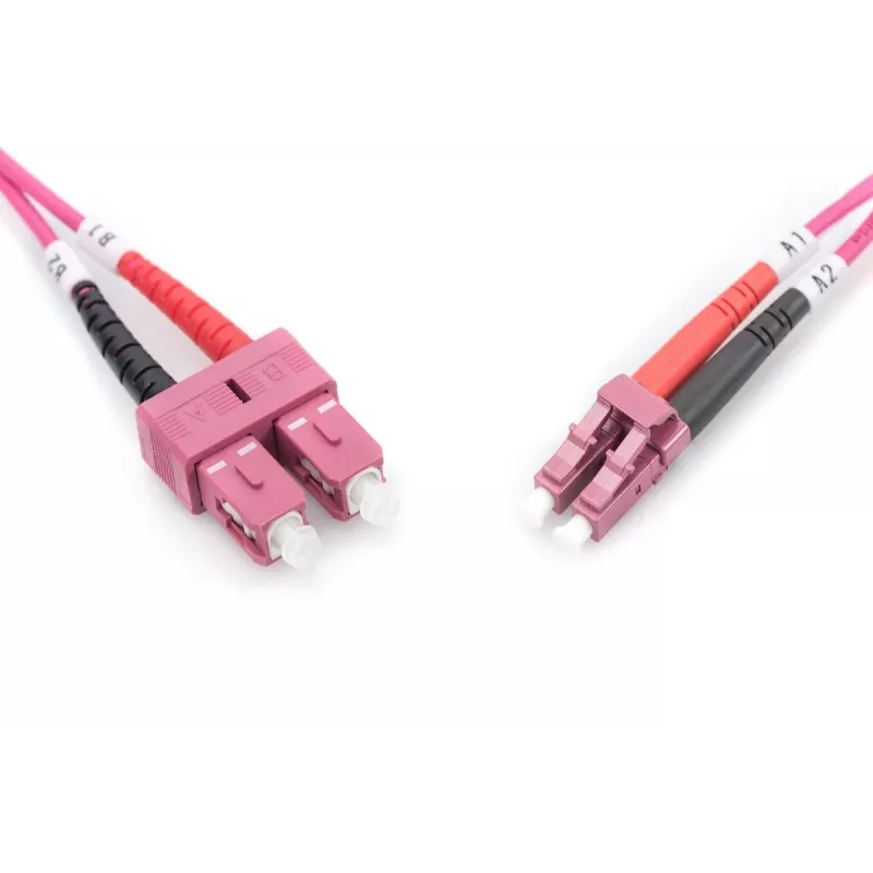 DIGITUS Fiber Optic Patch Cord, LC to SC Multimode OM4 - 50/125 µ, Duplex, color RAL4003, Length 3m