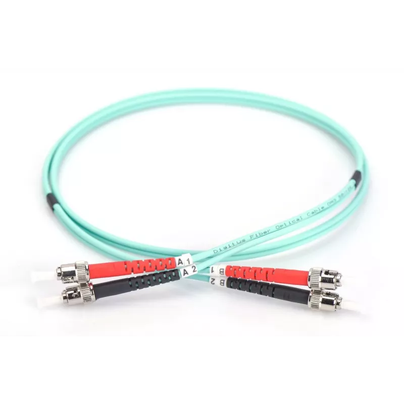 DIGITUS Fiber Optic Patch Cord, ST to ST Multimode 50/125 µ, Duplex Length 10 m, Class OM3